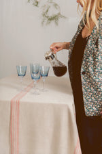 Pure Linen Tablecloth with Vintage Red Stripes