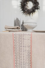 Pure Linen Tablecloth with French Cotton Lace