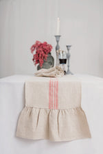 Pure Linen Table Runner with Ruffles