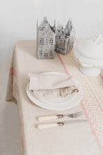 Pure Linen Tablecloth with Vintage Red Stripes