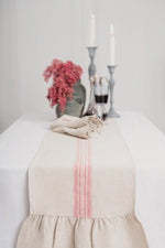 Pure Linen Table Runner with Ruffles